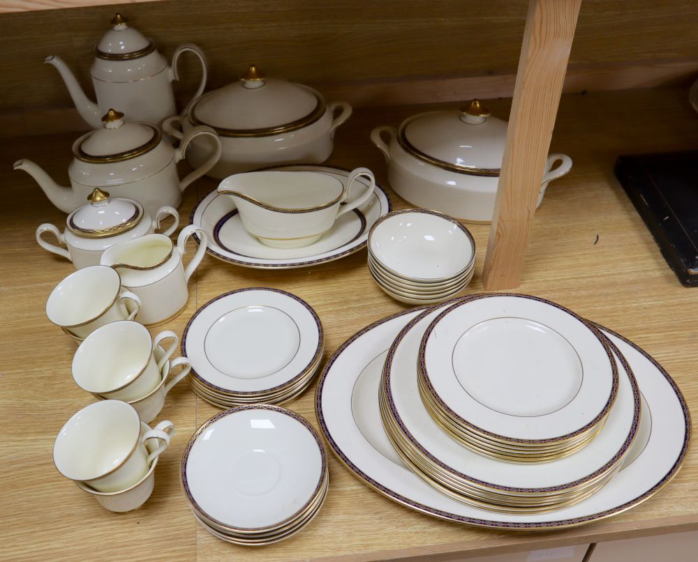 A Minton St James pattern bone china dinner and tea service for a six place setting (45)